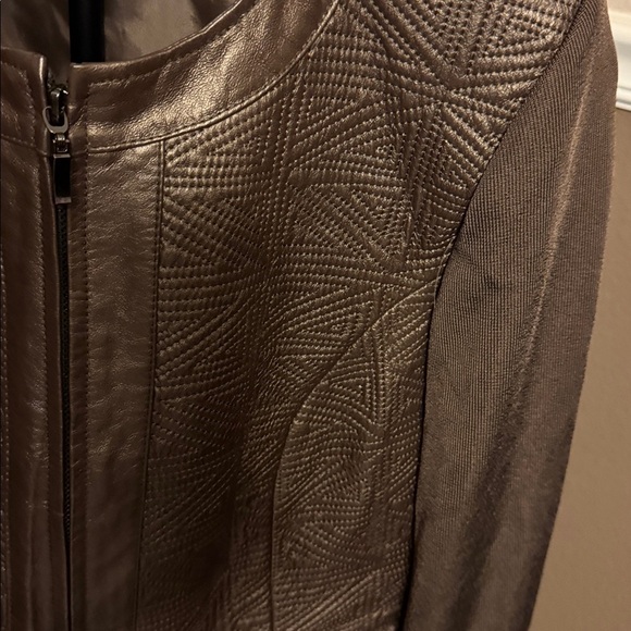 Nygard Collection leather Brown Geometric Blazer - Picture 5 of 5
